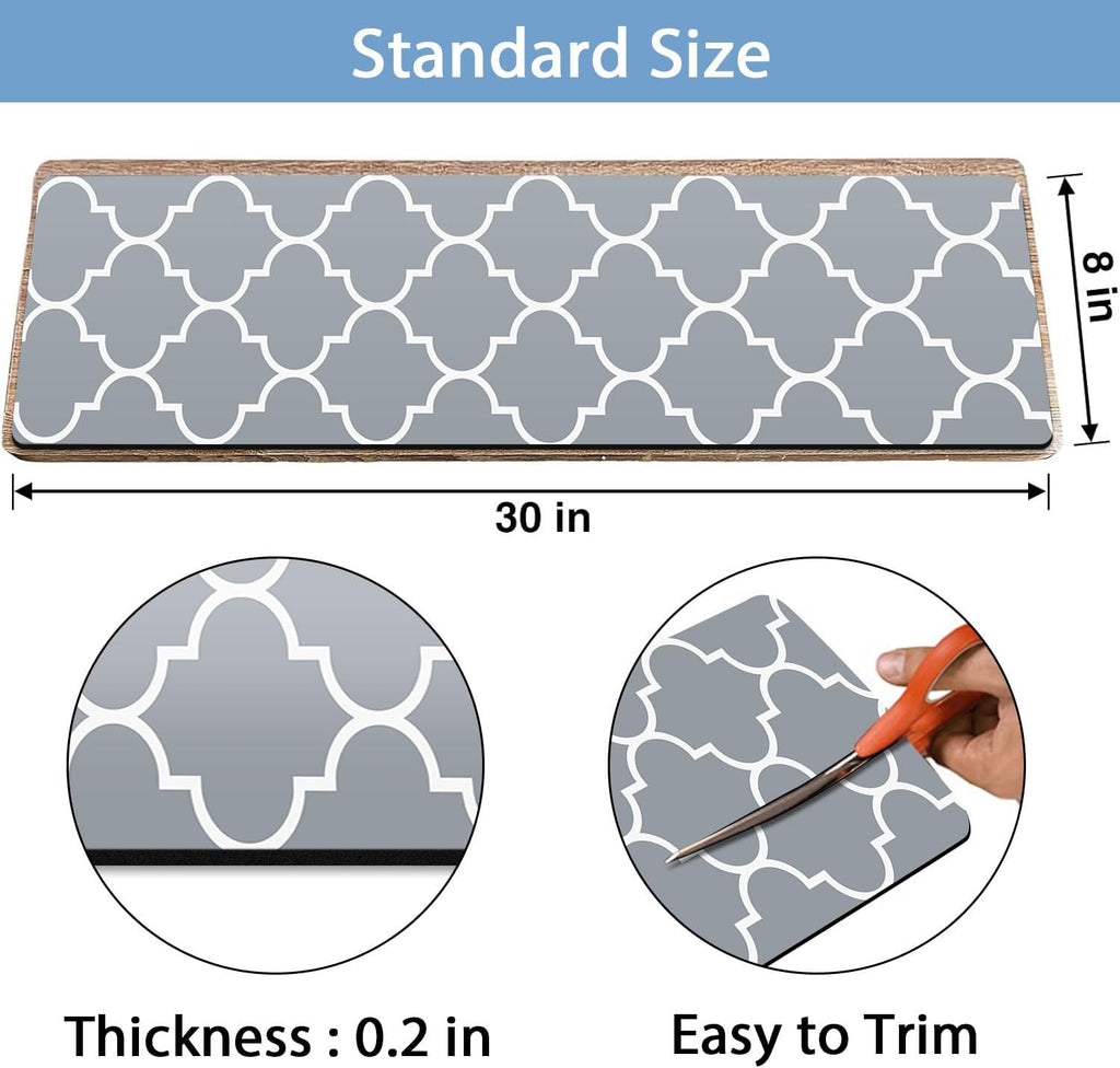 Rubber Carpet for Stairs, 15 Pack Non Slip Stair Treads Indoor for Wooden Steps, 30x8 Inch Reusable Staircase Runner Safety Step Carpet Treads for Wood Stairs, Lantern Grey