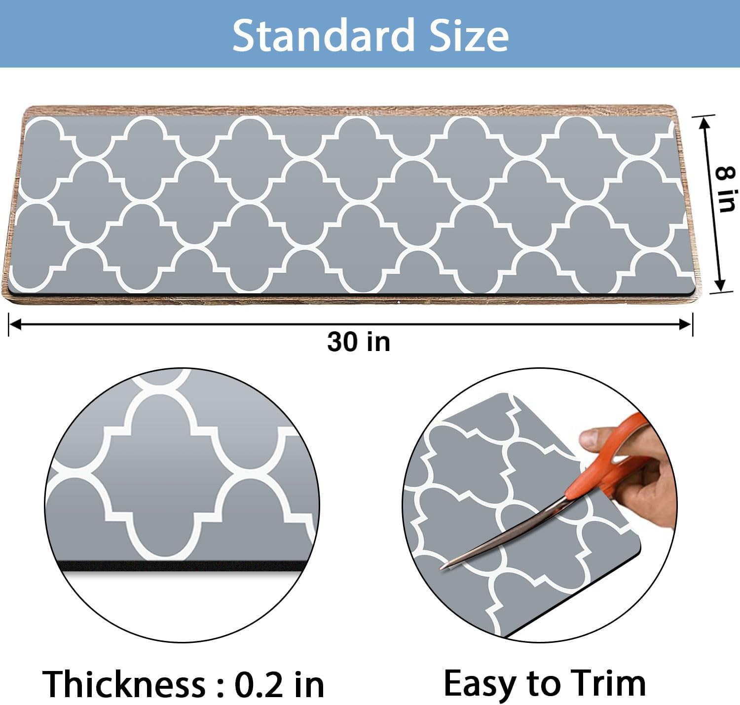 Rubber Carpet for Stairs, 15 Pack Non Slip Stair Treads Indoor for Wooden Steps, 30x8 Inch Reusable Staircase Runner Safety Step Carpet Treads for Wood Stairs, Lantern Grey