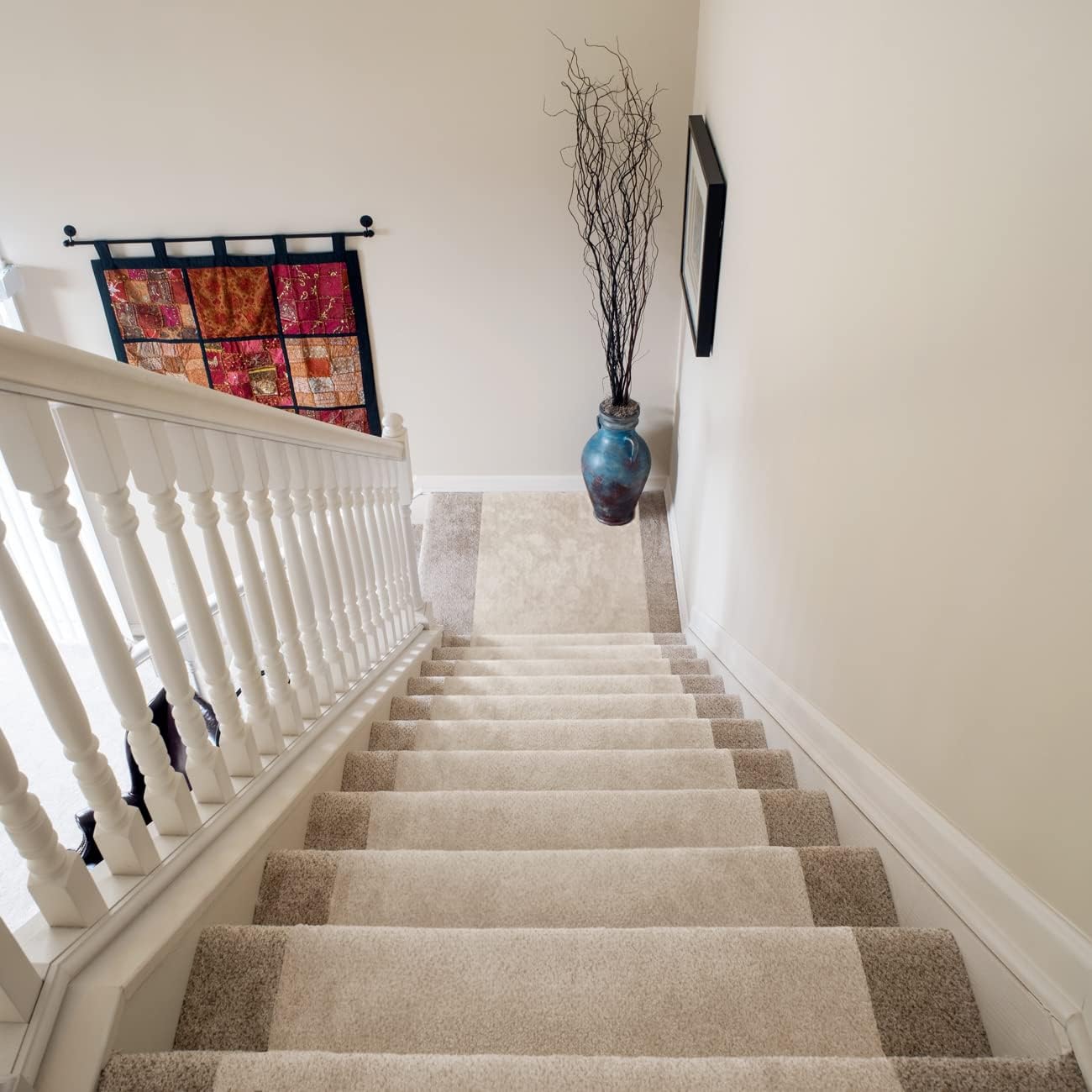 Non-Slip Carpet Stair & Floor Protector - Beige, 30' L x 30" W - Durable, Washable Low-Pile Protector for Carpeted Stairs, Floors, High-Traffic Areas, and Entryways