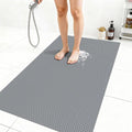 Extra Large Non-Slip Shower Mat, Fast-Dry PVC Bath Stall & Tub Mat, Drain-Hole Design,for Shower Stall Tub for Elderly/Kids，Non Slip Bathroom Safety Accessory，Gray 32"x58"